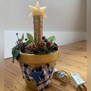 Rustic Gold Candle Holder with Star Accent